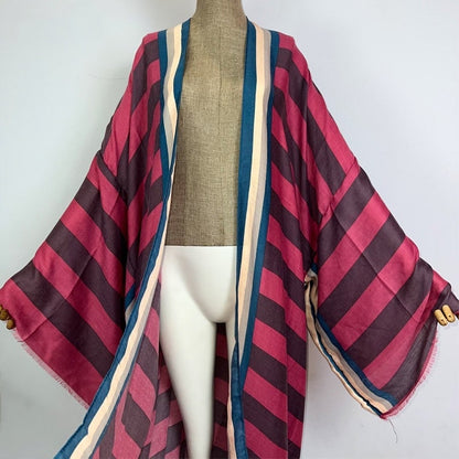 Striped Kimono Cardigan – Timeless Chic Open Front Cover Up