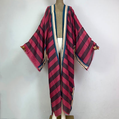 Striped Kimono Cardigan – Timeless Chic Open Front Cover Up
