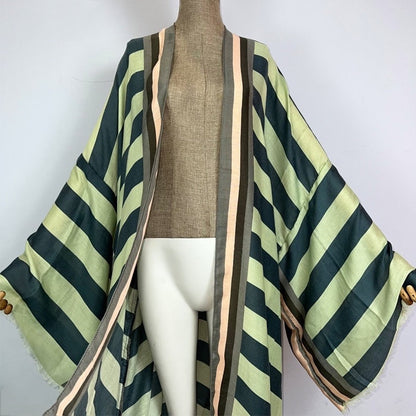 Striped Kimono Cardigan – Timeless Chic Open Front Cover Up
